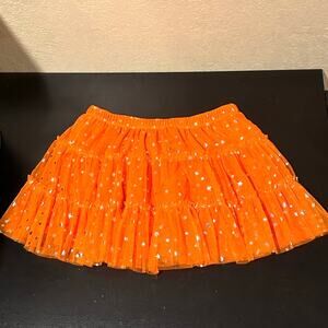 Sparkly Orange and Silver Multi-Layered Star Tutu with Crinoline